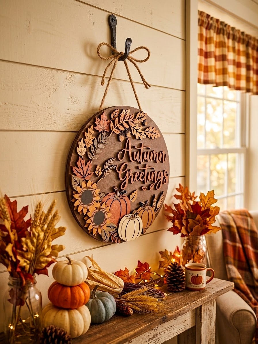 Autumn Greetings Hanging Sign