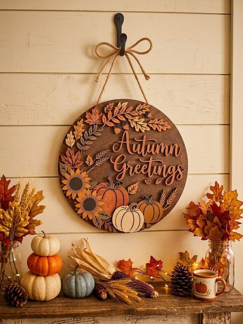 Autumn Greetings Hanging Sign
